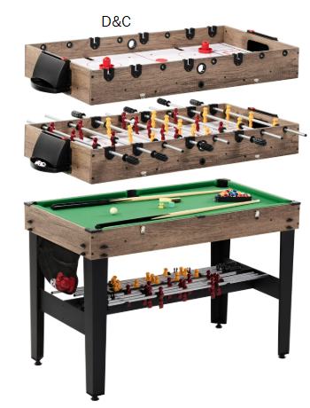 48″ 3-in-1 Multi Game, Pool Table, Air Hockey, Foosball Table, by MD Sports