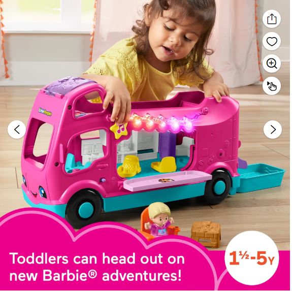 Fisher-Price Little People Barbie Little Dreamcamper RV Playset with Music Lights & 2 Figures