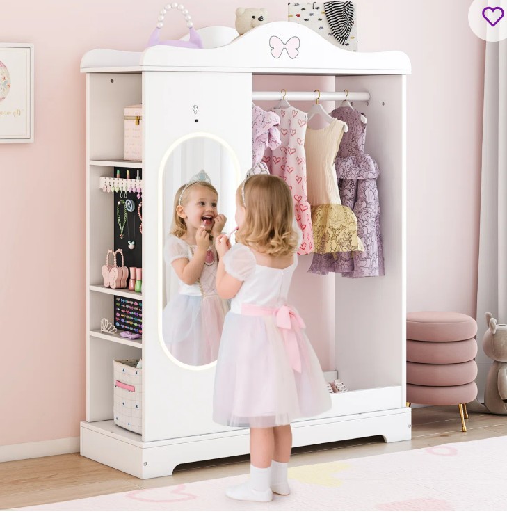 Kids Armoire With Jewelry Cabinet