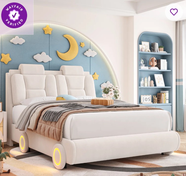 Upholstered Kid Bed with LED Light