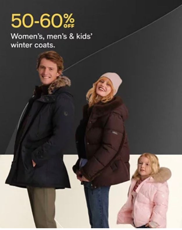 50-60% off on winter coats for family- Macy’s”