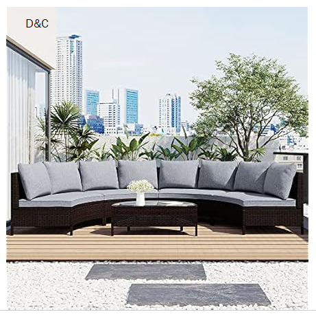 Merax Patio Furniture Sets 5 Pieces, Grey