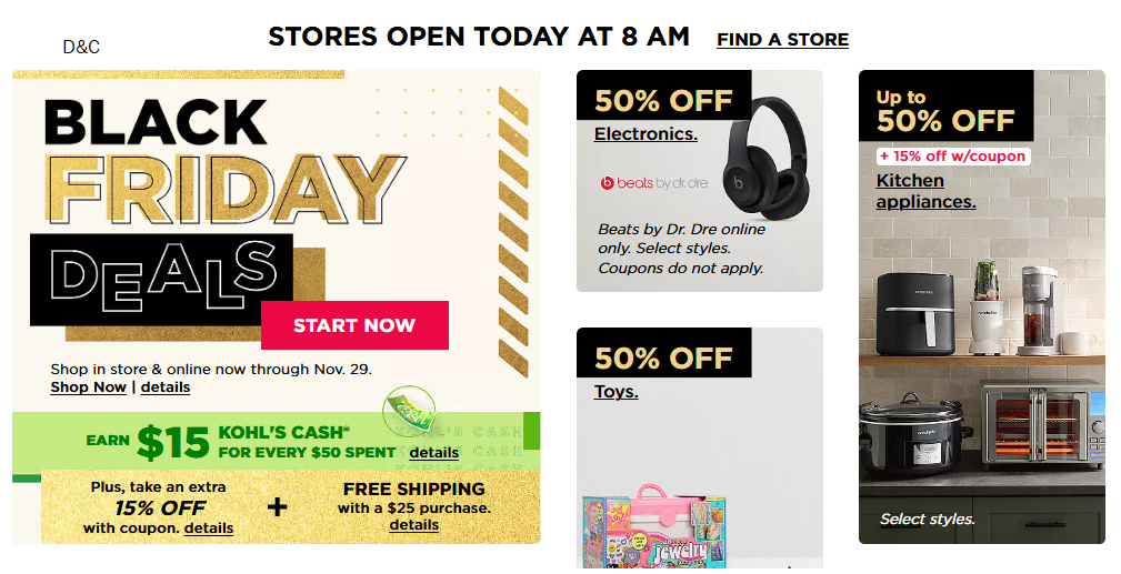 Kohl’s Black Friday Deals just went live!!! + Extra 15% off + Extra $15 Kohl’s cash for every $50!!! 🎄