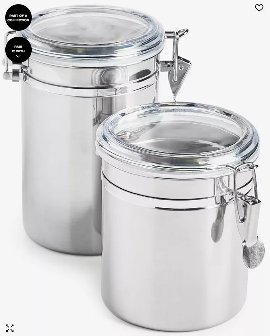 Stainless Steel Clamp-Lid Canisters, Set of 2