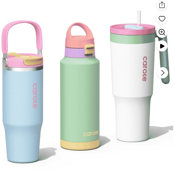 Carote 3pcs Insulated Stainless Steel Tumbler Set, 40 fl oz1 and 32 fl oz2, Leak-Proof, Travel Mugs, Mint Berry