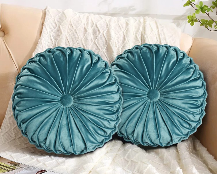 Velvet Round Throw Pillow (Set of 2)