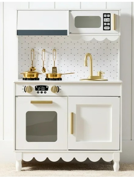 Best Choice Products Pretend Play Cottage Kitchen Wooden Toy Set for Kids w/ 5 Accessories, Oven – White