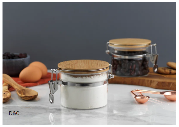 JoyJolt Glass Airtight Food Storage Jars with Bamboo Clamp Lids, 4-Piece (Set of 2)