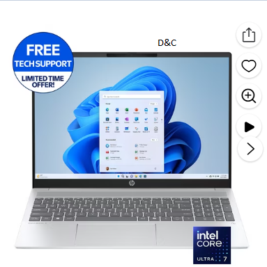 HP OmniBook 5 16 inch 2K Touch Laptop AI PC Intel Core Ultra 7 255U 16GB RAM 1TB SSD Glacier Silver