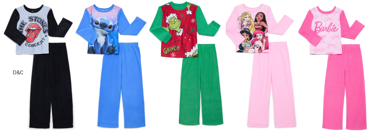 Barbie Girls Long Sleeve Top and Pants, 2-Piece Pajama Set, Sizes 4-12