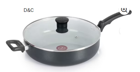T-Fal Kitchen Solutions Black 5 Quarts Ceramic Non-Stick Jumbo Cooker Sauté Pan with Lid & Helper Handle