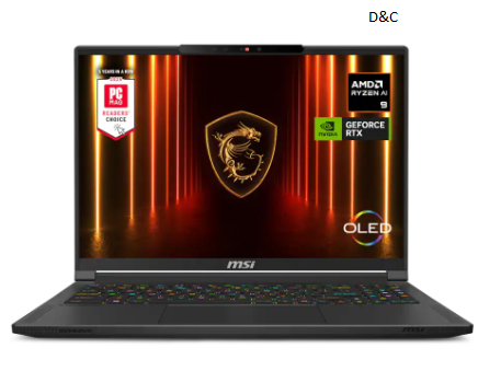 MSI – Stealth A16 AI+ – Copilot+PC- 16″ 240Hz QHD+ OLED Ultra Thin Gaming Laptop – AMD Ryzen AI R9-365- 32GB -RTX 5080-1TB SSD – Core Black