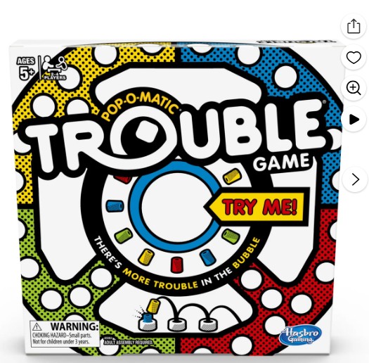 Trouble Board Game, Hasbro Family Game for 2 to 4 Players, Holiday Gifts for Kids, Ages 5 and Up