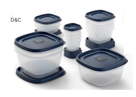 Rubbermaid 26-Piece BPA-Free Plastic Food Storage Set, Blue Vented Lids – Microwave, Dishwasher Safe: Perfect for Meal Prep, Leftovers, and Kitchen Organization