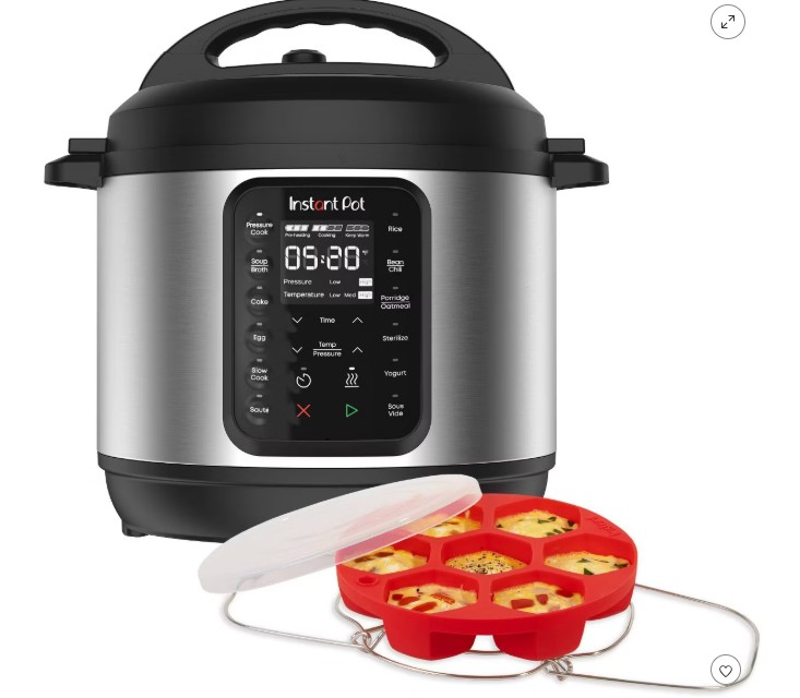 Instant Pot 6qt 9-in-1 Pressure Cooker Bundle: Exclusive Bonus Silicone Pan with Lid, Rice & Multi Cooker, Stainless Steel