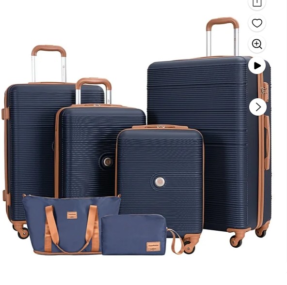 Travelhouse 6 Piece Hardshell Luggage Set Hardside Lightweight Suitcase with TSA Lock Spinner Wheels.(Blue)