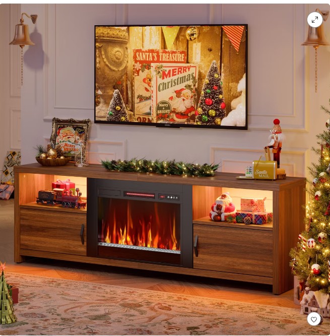 Bestier 71″ Modern Fireplace TV Stand for TVs up to 75″, LED Entertainment Center Gaming TV Console with 23″ Remote Control Electric Fireplace