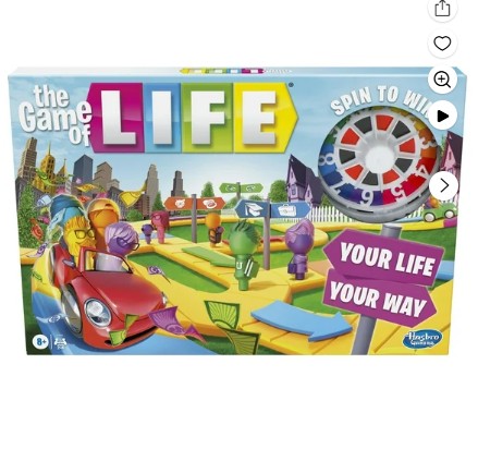 The Game of Life Game, Family Board Game, For Ages 8+, Pegs Come In 6 Colors