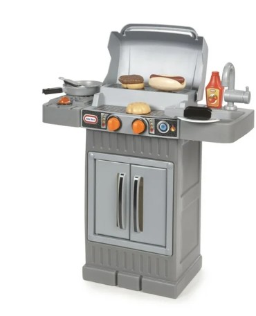 Little Tikes Cook ‘n Grow 8-Piece BBQ Grill Playset, Gray, for Kids 2+