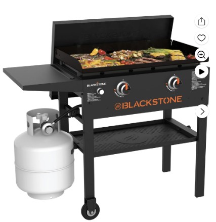 Blackstone Original Outdoor Griddle, 2-Burner 28″ Propane Flat Top Grill with Hard Cover, Black