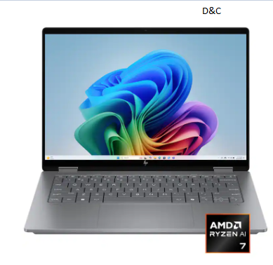 HP – OmniBook X Flip 2-in-1 – Copilot+ PC – 14″ 2K Touch-Screen Laptop – AMD Ryzen AI 7 – 24GB Memory – 1TB SSD – Meteor Silver