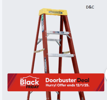 Werner FS204P2025 4-ft ( 8-ft Reach Height ) Fiberglass Type 2 – 225 lbs. Load Capacity Step ladder