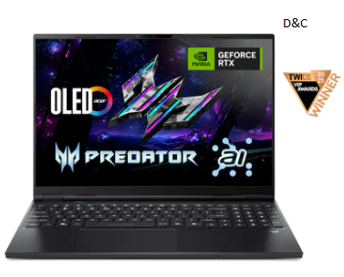 Acer – Predator Helios Neo 16S AI Gaming Laptop – 16″ OLED 240Hz – Intel Core Ultra 9 – NVIDIA GeForce RTX 5070Ti – 32GB – 1TB – Obsidian Black