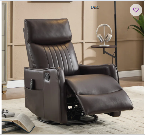 Lila 26.37″ W Manual Swivel Rocker Recliner, Swivel Chair with Heated Massage