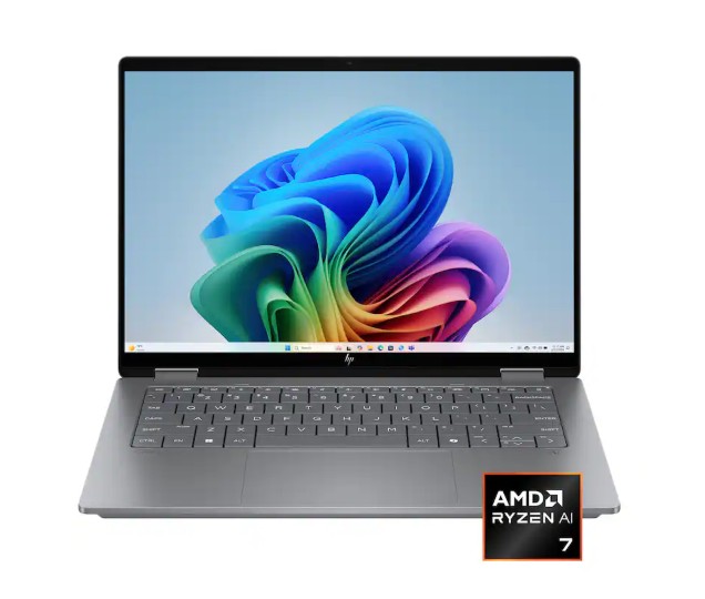 HP – OmniBook X Flip 2-in-1 – Copilot+ PC – 14″ 2K Touch-Screen Laptop – AMD Ryzen AI 7 – 24GB Memory – 1TB SSD – Meteor Silver