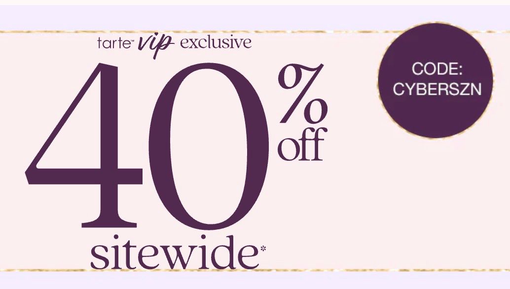 Tarte Black Friday: 40% off SITEWIDE”- sign in required