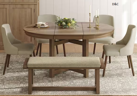 6-Piece Clara Beige Versatile Solid Wood Frame Dining Sets Top