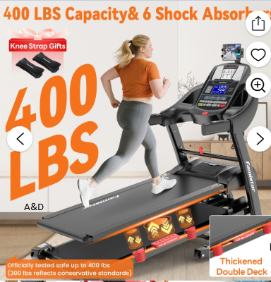 Famistar 5.1HP Folding Treadmill for Home with 15% Auto Incline, 300-400 LB Capacity, Portable Foldable Treadmill