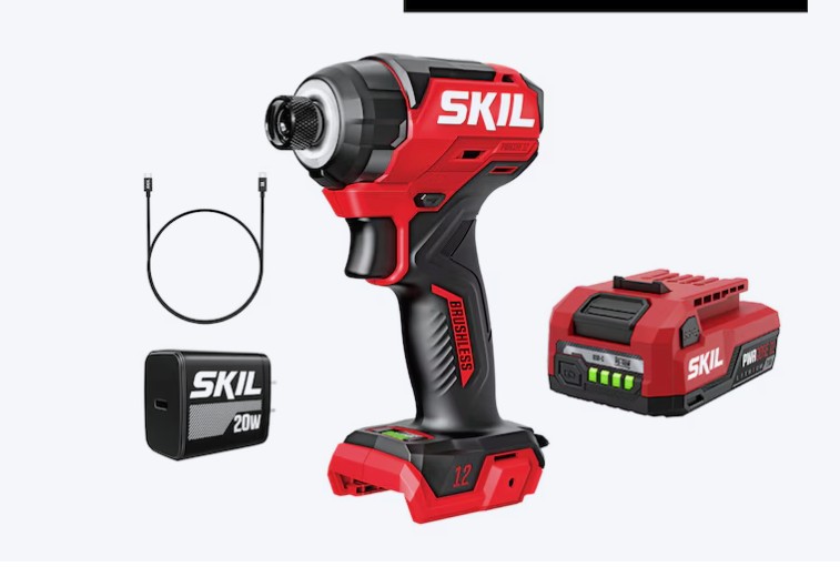 SKIL PWR CORE 12-volt 1/4-in Brushless Cordless Impact Driver (Battery Included and Charger Included )