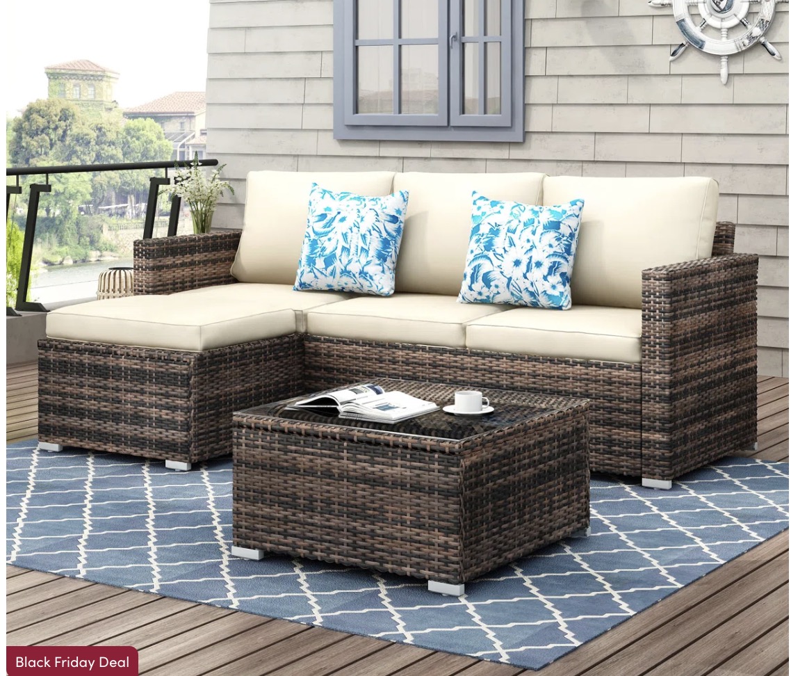 Southerland 3-Piece All-Weather Wicker Modular Sectional Set.