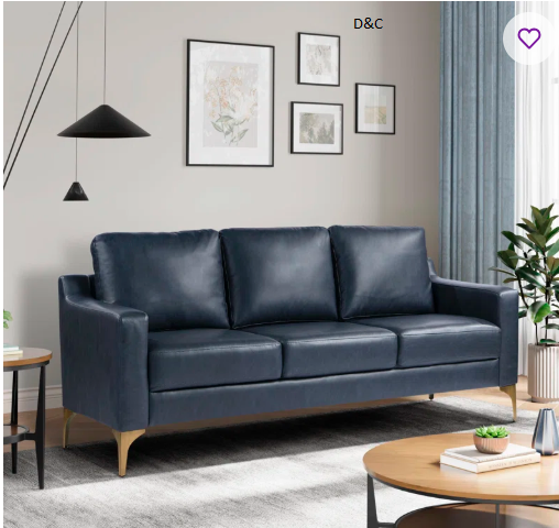 Turner 68.9″ Square Arm Faux Leather Sofa