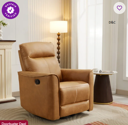 Tayani 31.5″ Wide Modern Comfortable Upholstered Swivel And Rocker Manual Recliner