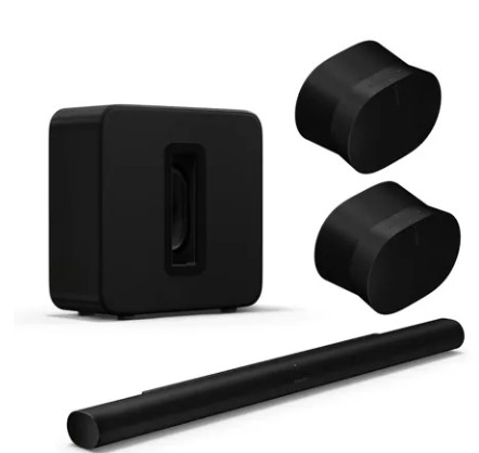 Sonos Arc Ultra Soundbar, Bundle with 2x Era 300 Wireless Speaker and Sub 4 Subwoofer, Black