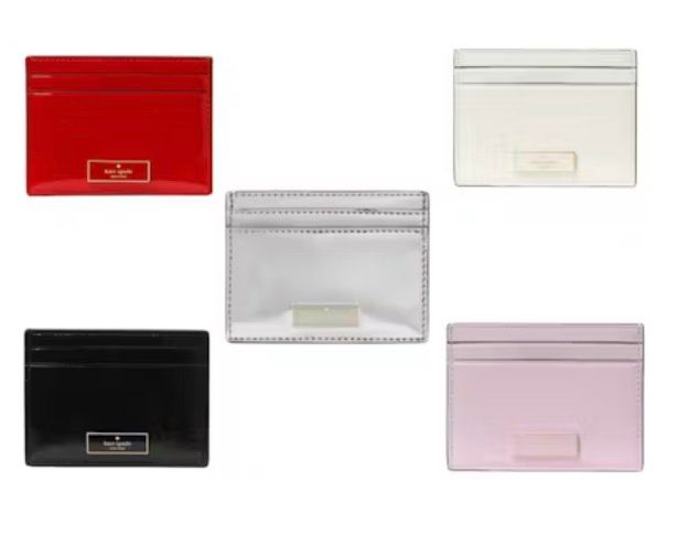 Bridget Crinkle Patent Small Slim Card Holder