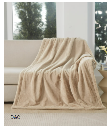 Cozy Haven Oversized Faux Fur Throw Blanket, Soft Beige, 50″ x 72″