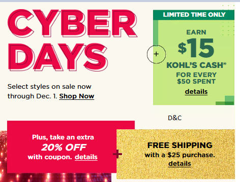 Kohls cyber days are live