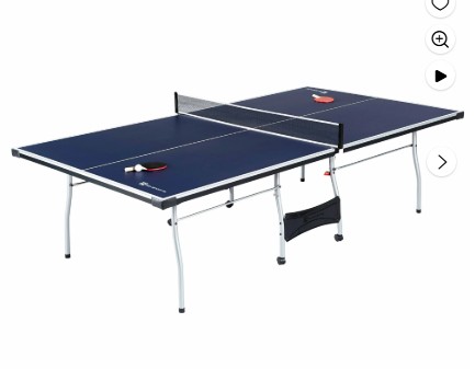 MD Sports Official Size Indoor Table Tennis Pong Table, 4 Piece Foldable Design with Net, Paddles & Balls – Blue/White