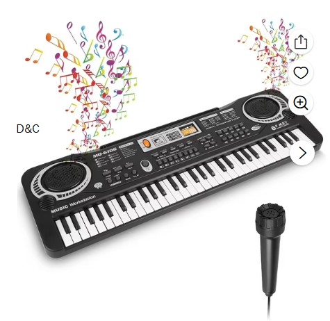 Anself 61 Key Keyboard Piano, Electronic Keyboard Piano with Microphone for Kids Gift, Black