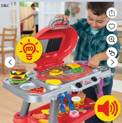 Play-Doh Sizzlin’ Grill Playset with Lights & Sounds, 17 Accessories, Play Kitchen Toys, Holiday Gifts for Kids 3 and Up