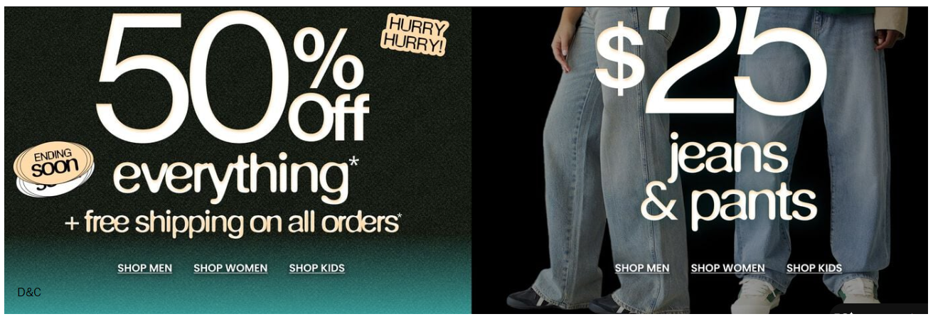 $25 Jeans & Pants + Free Shipping.