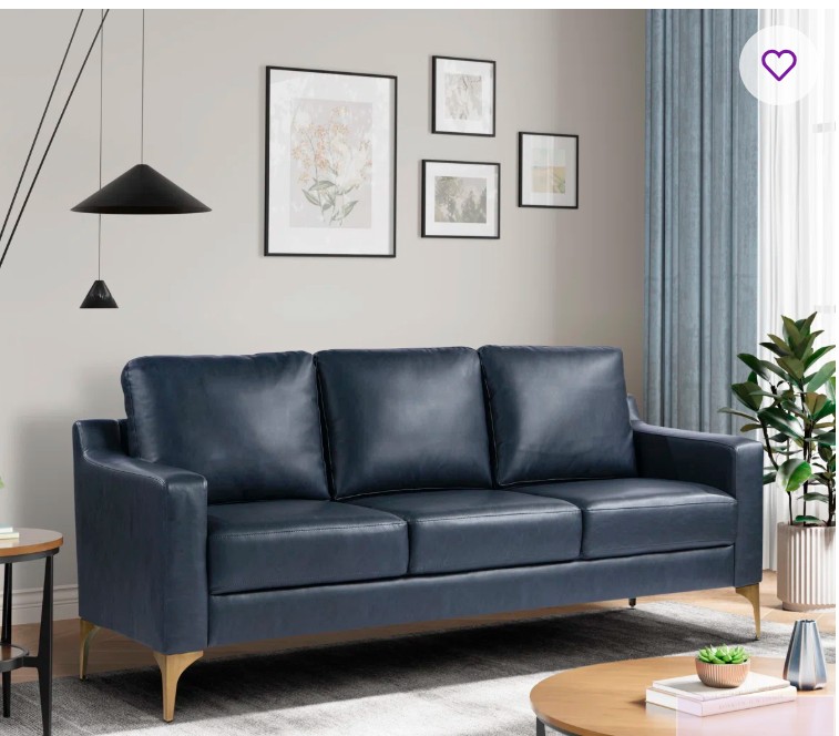 Turner 68.9″ Square Arm Faux Leather Sofa