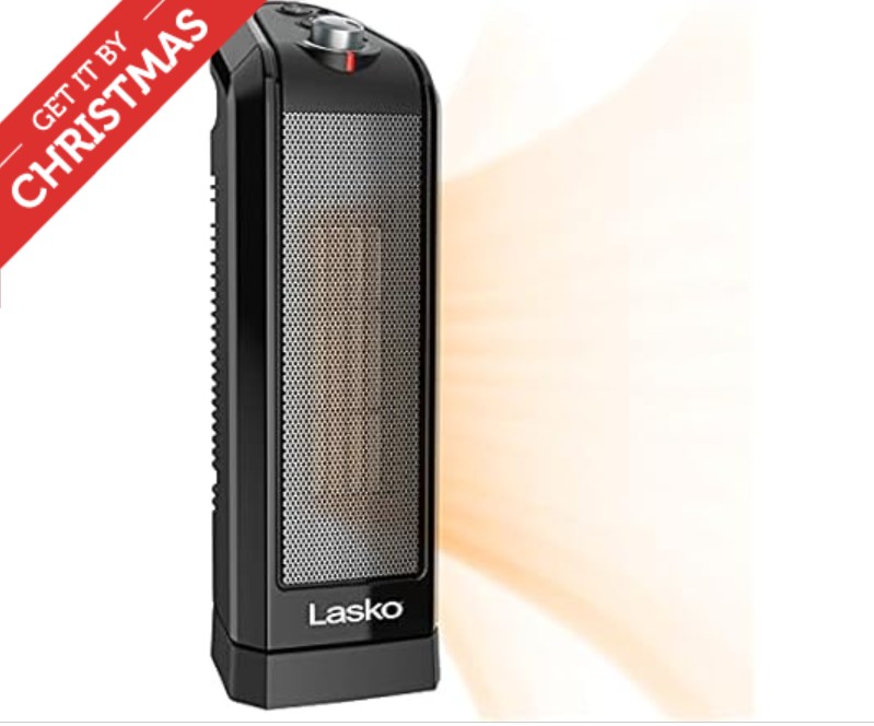 Lasko CT16450 Oscillating Ceramic Space Heater for Home with Overheat Protection, Thermostat, and 3 Speeds, 15.7 Inches, Black, 1500W