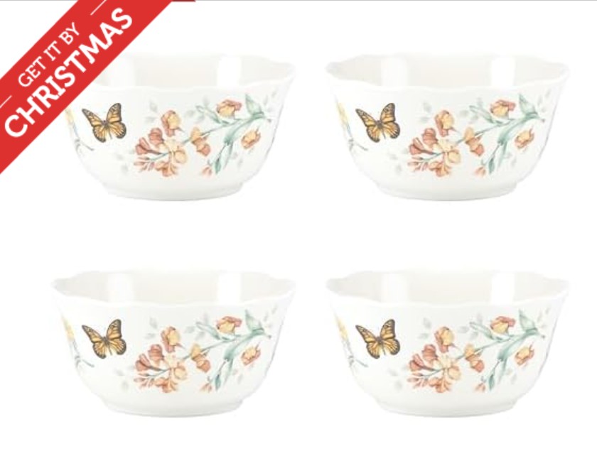 Lenox Butterfly Meadow Melamine 4-Piece Bowl Set, 1.3 LB, White