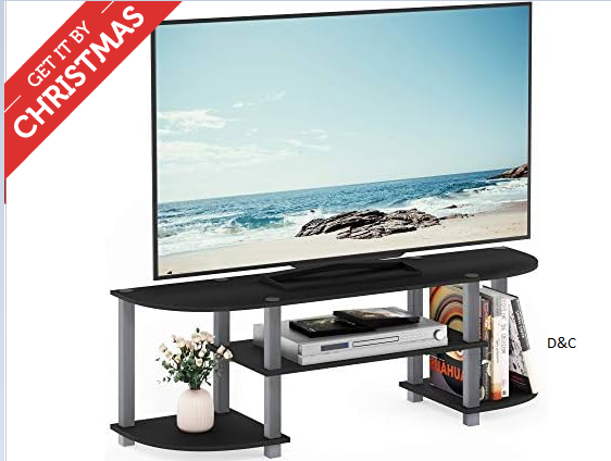 Furinno Turn-S-Tube Wide TV Entertainment Center, Black/Grey