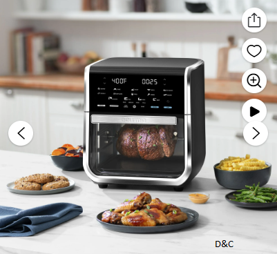 Gourmia All-in-One 14-Quart Air Fryer, Oven, Rotisserie, Dehydrator with Temperature Probe, Stainless Steel