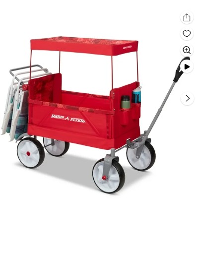 Radio Flyer, Beach & Boardwalk EZ Fold Wagon, Recycled Fabric, Red
